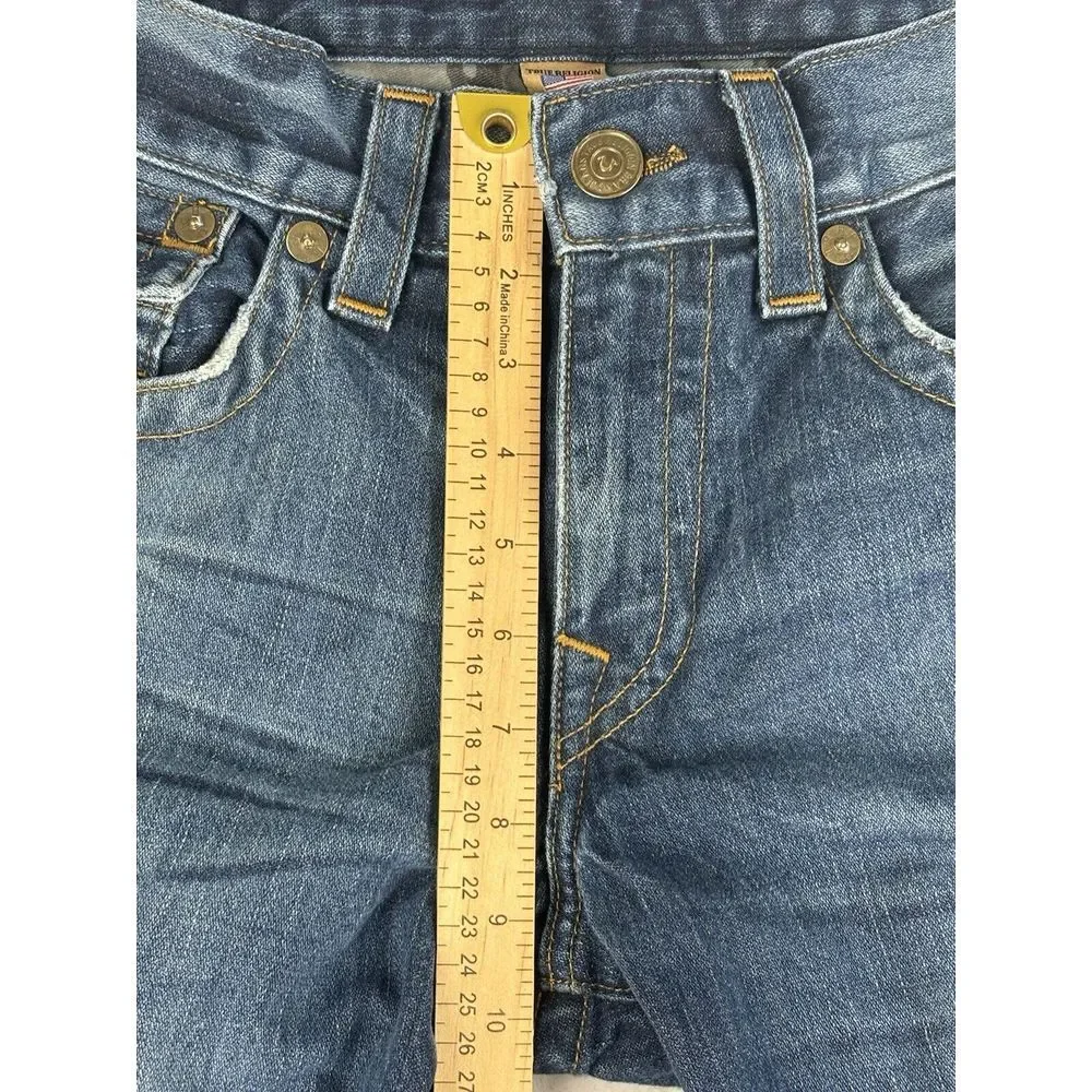 True Religion Jeans Men's Blue Geno Relaxed‎ Slim Jeans Split Hem Size 32